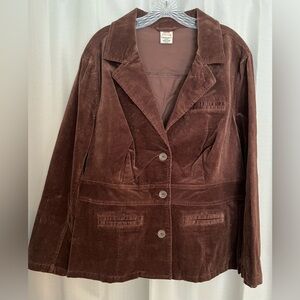 Faded Glory Women’s Plus Brown Corduroy Blazer Jacket 18W/20W